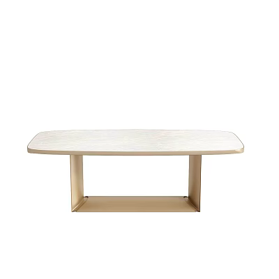Elegant Modern Dining Table With Sleek Marble Top And Gold Metal Frame Design 3d model
