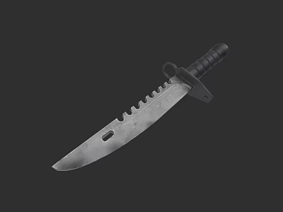 High Quality Tactical Weapon With Serrated Blade And Black Handle Design 3d model