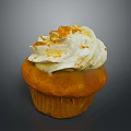 Delicious Freshly Baked Cupcake With White Cream Topping And Brown Fluffy Base