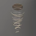 Modern Spiral Chandelier With Golden Layered Rings And Hanging Light Design