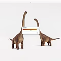 Two Brown Long Neck Dinosaur Models Standing On White Background 3d model