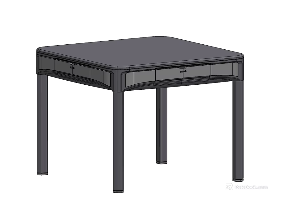 Modern Game Table With Square Top Storage Drawers And Black Frame 3d model 