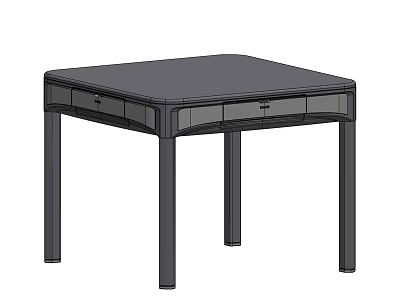 Modern Game Table With Square Top Storage Drawers And Black Frame 3d model