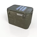 Green Military Style Storage Box With Metal Latches Blue Stripe And Label