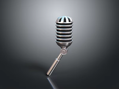 Vintage Classic Microphone With Metal Body And Retro Audio Equipment Design 3d model