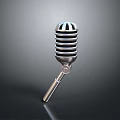 Vintage Classic Microphone With Metal Body And Retro Audio Equipment Design