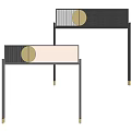 Modern Console Cabinet And Side Cabinet With Metal Frame Round Decor And Storage Space