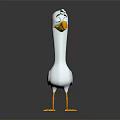 Cartoon Seagull Character With White Body Yellow Beak And Cheerful Expression