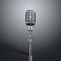 Vintage Retro Microphone With Metal Stand And Grille Head Classic Design For Home Use