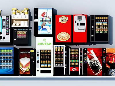 Commercial Equipment Various Vending Machines For Beverages Snacks And Ready Meals 3d model