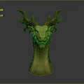 Game Movie Character Dragon Head 3D Model With Yellow Body And Brown Antlers