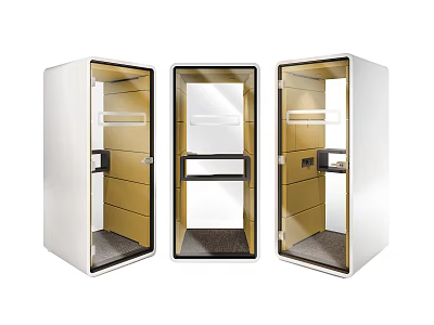 Public Enclosed Booths With Interior Shelves Soundproof Design And Workspace 3d model