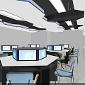 Modern School Computer Classroom Equipped With Multiple Computers Large Screens And Ergonomic Chairs 3d model