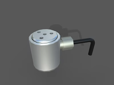 Silver Cylindrical Industrial Control Valve With Top Holes And Black Operating Handle 3d model