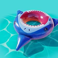 Shark Shaped Inflatable Swim Ring On Pool Water 3d model