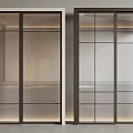 Modern Sliding Doors With Glass Panels Metal Frames And Grid Design For Interior