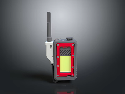 Weapon Handheld Tactical Device Featuring Red Frame Yellow Screen And Antenna 3d model