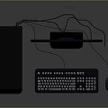 Black Desktop Computer Setup With Monitor Keyboard Mouse And Blue Screen