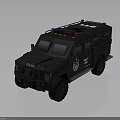 Black Armored Police Vehicle With Roof Emergency Lights And Equipment