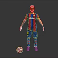 Man Wearing Barcelona Football Jersey With Red Blue Stripes Number 10 And Soccer Ball