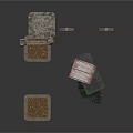 Miniature Scene Components Including Stone Buildings Square Bases Windows Book And Cloth