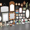 Decorative Ornament Set With Various Frames Clocks Vases Plates For Home 3d model