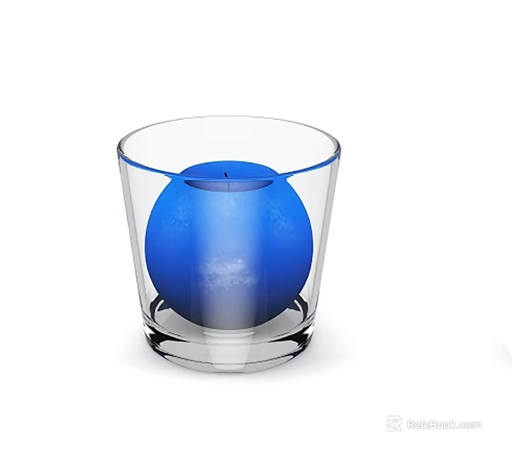 Stylish Transparent Glass Candle Lamp For Home Decor With Blue Candle Ball 3d model 