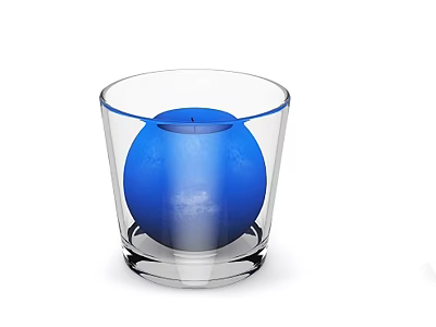 Stylish Transparent Glass Candle Lamp For Home Decor With Blue Candle Ball 3d model