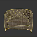 Luxury Modern Light Brown Armchair With Tufted Diamond Pattern Curved Armrests And Gold Metal Legs