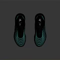 Modern Athletic Shoes with Teal Wave Patterns and Black Breathable Upper Design 3d model