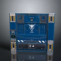 Blue Industrial Gate With Yellow Stripes Number 24 77 Logo And Control Panel