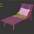Modern Wooden Slatted Lounge Chair with White Pillow and Light Blanket