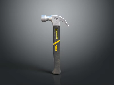 Silver Head Gray Handle Hammer With Yellow Stripe And Estate Brand Design 3d model