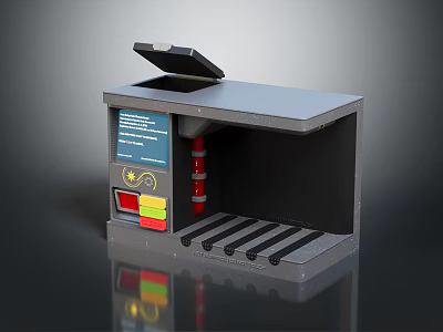 Electronic Device With Control Panel Display Screen Open Lid And Internal Components 3d model