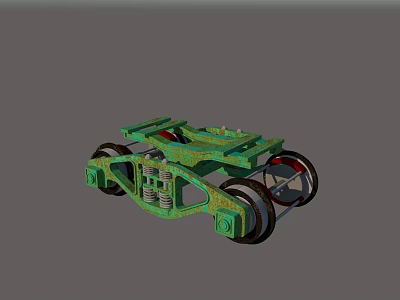 Green Mechanical Chassis With Multiple Tires And Metal Frame Structure Design 3d model