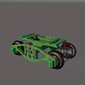 Green Mechanical Chassis With Multiple Tires And Metal Frame Structure Design