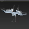 Flying Animal Crane With Spread Wings White Head And Orange Beak Gray Body Long Legs