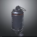 Tactical Silver Grenade Weapon With Red Ring Fuse And Emblem Design