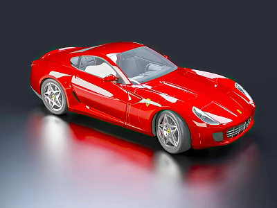 Red Sports Car Model With Shiny Exterior And Alloy Wheels On Dark Background 3d model