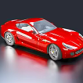 Red Sports Car Model With Shiny Exterior And Alloy Wheels On Dark Background