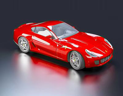 Red Sports Car Model With Shiny Exterior And Alloy Wheels On Dark Background 3d model