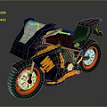 Black and Orange Striped Sporty Motorcycle with White Windshield Orange Rims and Black Seat