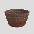 Handwoven Brown Storage Basket With Red Base And Braided Design