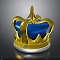 Ornate Gold And Blue Decorative Crown With Shiny Gems As Fashionable Headwear Accessory