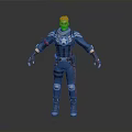 3D Superhero Character Model In Blue Uniform With Star Emblem And Brown Gloves