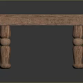 Hand Carved Solid Wood Coffee Table With Intricate Leg Design and Smooth Surface 3d model