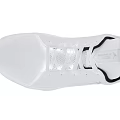 White Basketball Shoes With Blue Checkerboard Accents And Jordan Logo On Mesh Upper