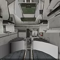 Camouflage Coated Military Warship With Naval Armament And Deck Structures