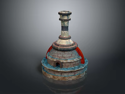 Detailed Architectural Model With Stone Brick Dome Tower And Detailed Base 3d model