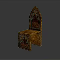 Wooden Leisure Chair With Intricate Carved Arched Backrest And Artistic Design